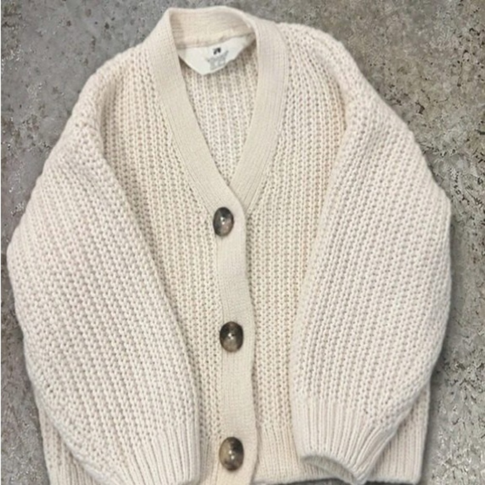 H&M Cream Chunky Knit Button-Front Cardigan